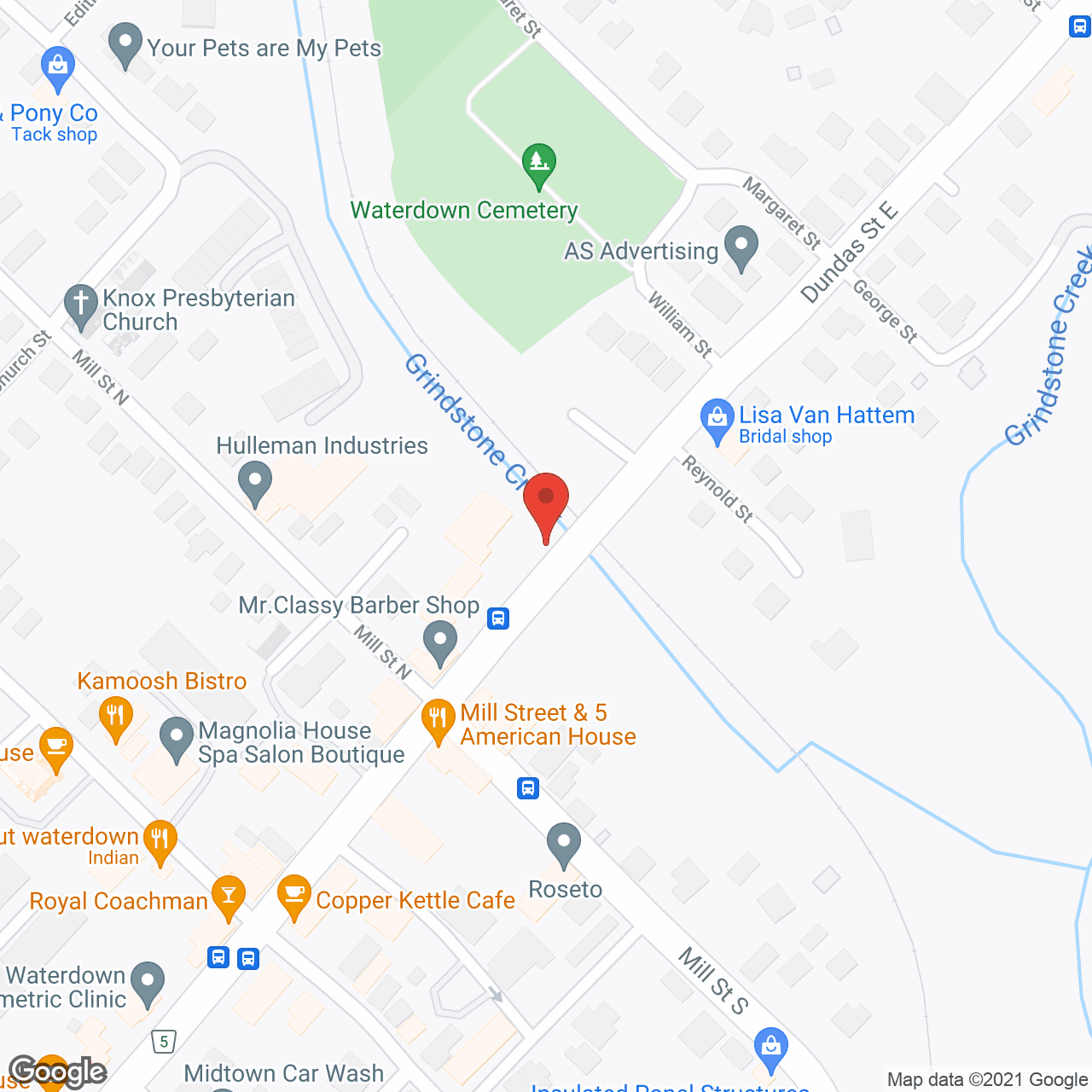 Map of the neighborhood around Waterdown Manor