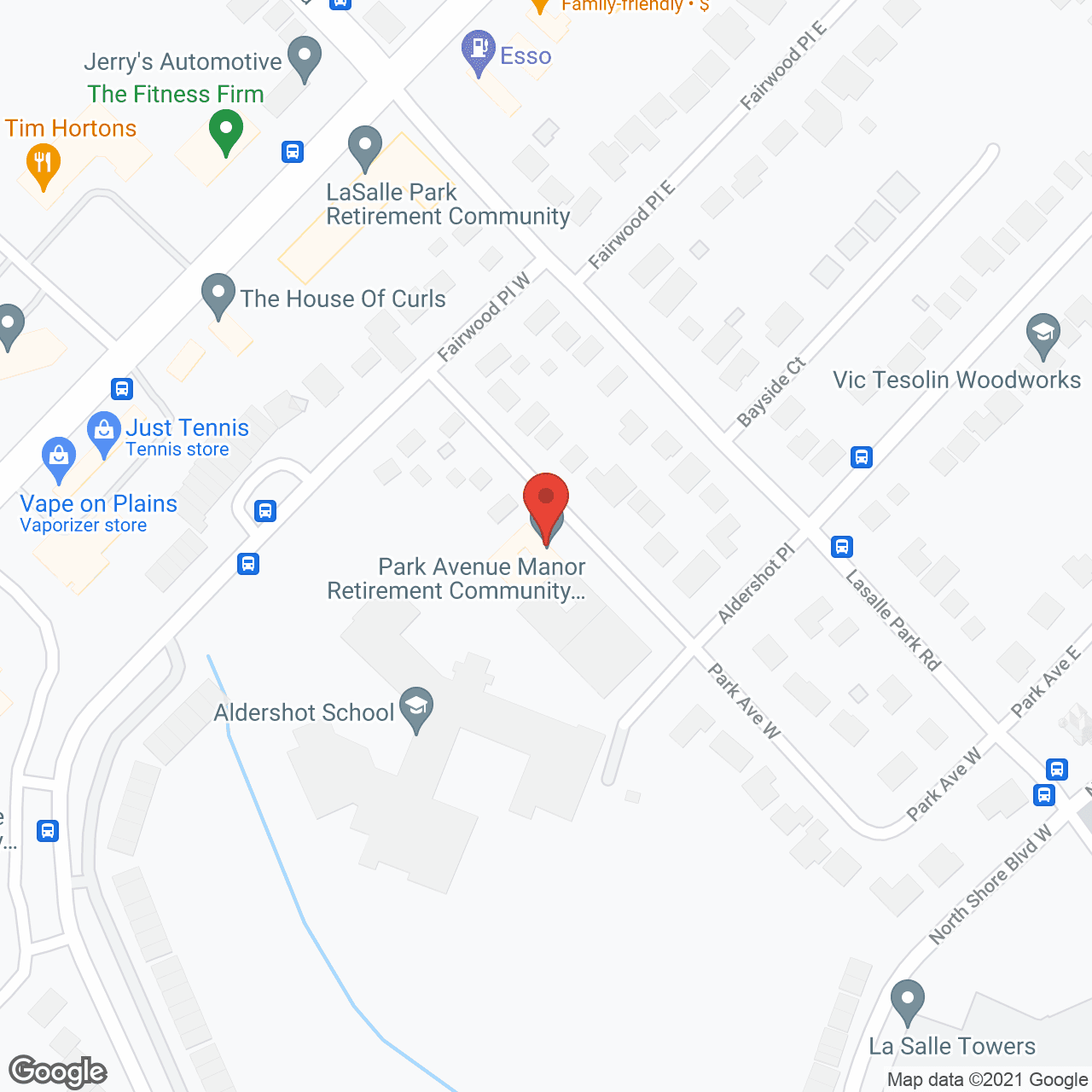 Map of the neighborhood around Park Avenue Manor
