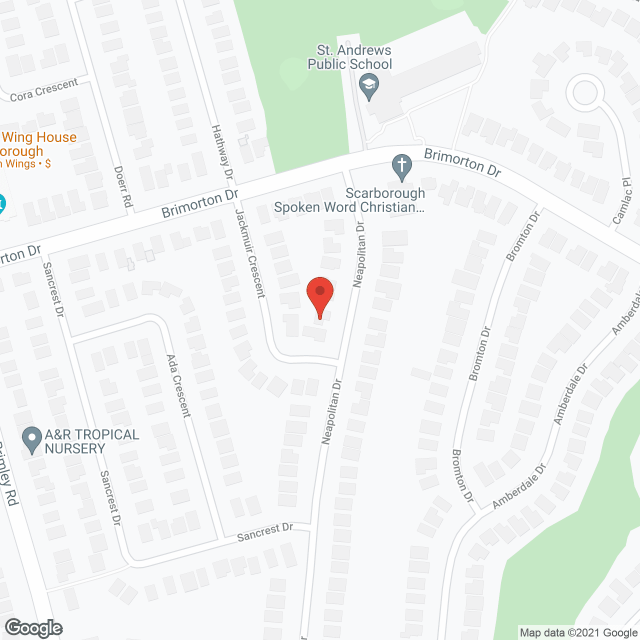 Map of the neighborhood around Briton House The