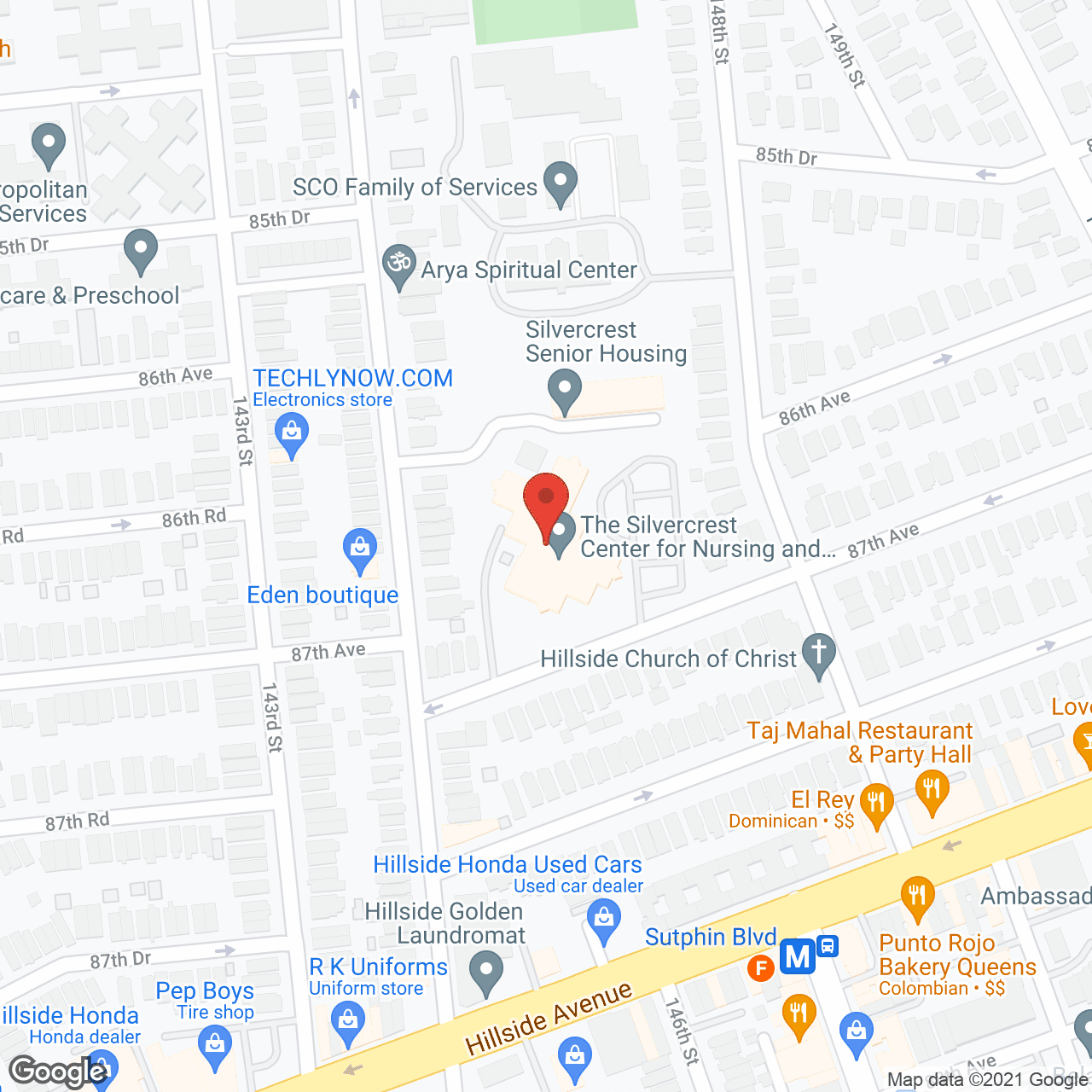 Map of the neighborhood around The Silvercrest Center