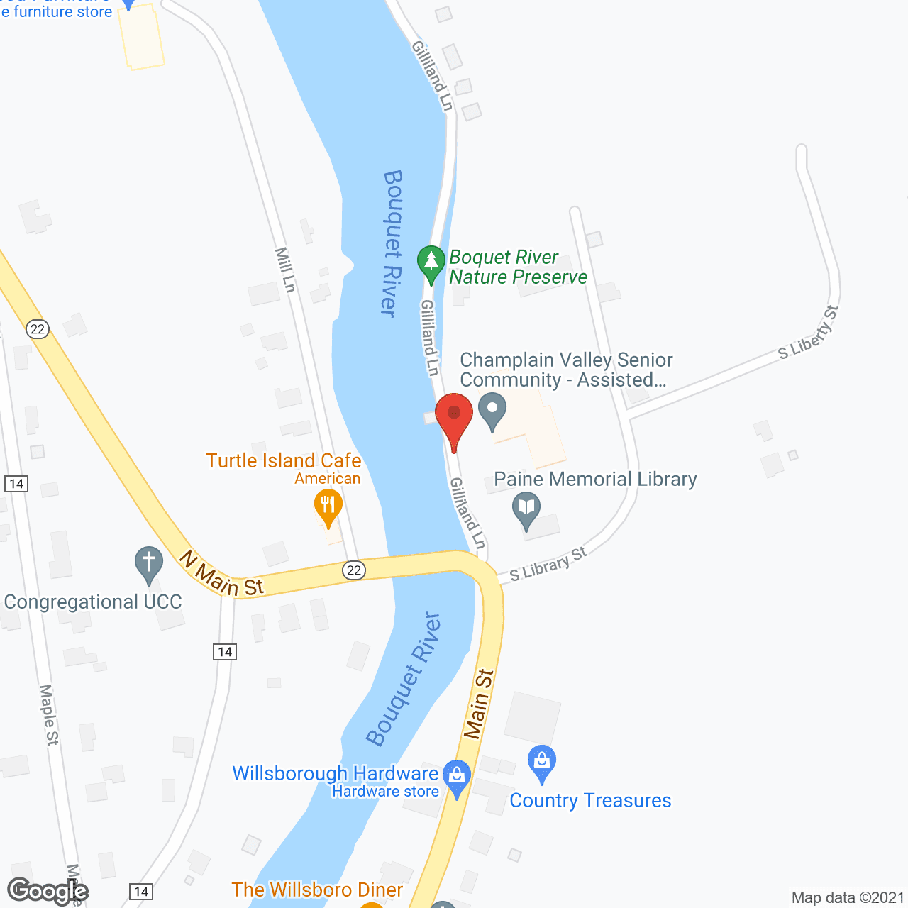 Map of the neighborhood around Champlain Valley Senior Community