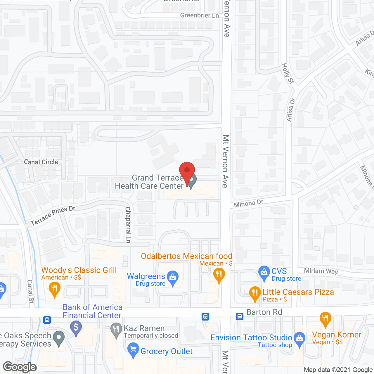 Map of the neighborhood around Grand Terrace Health Care Center