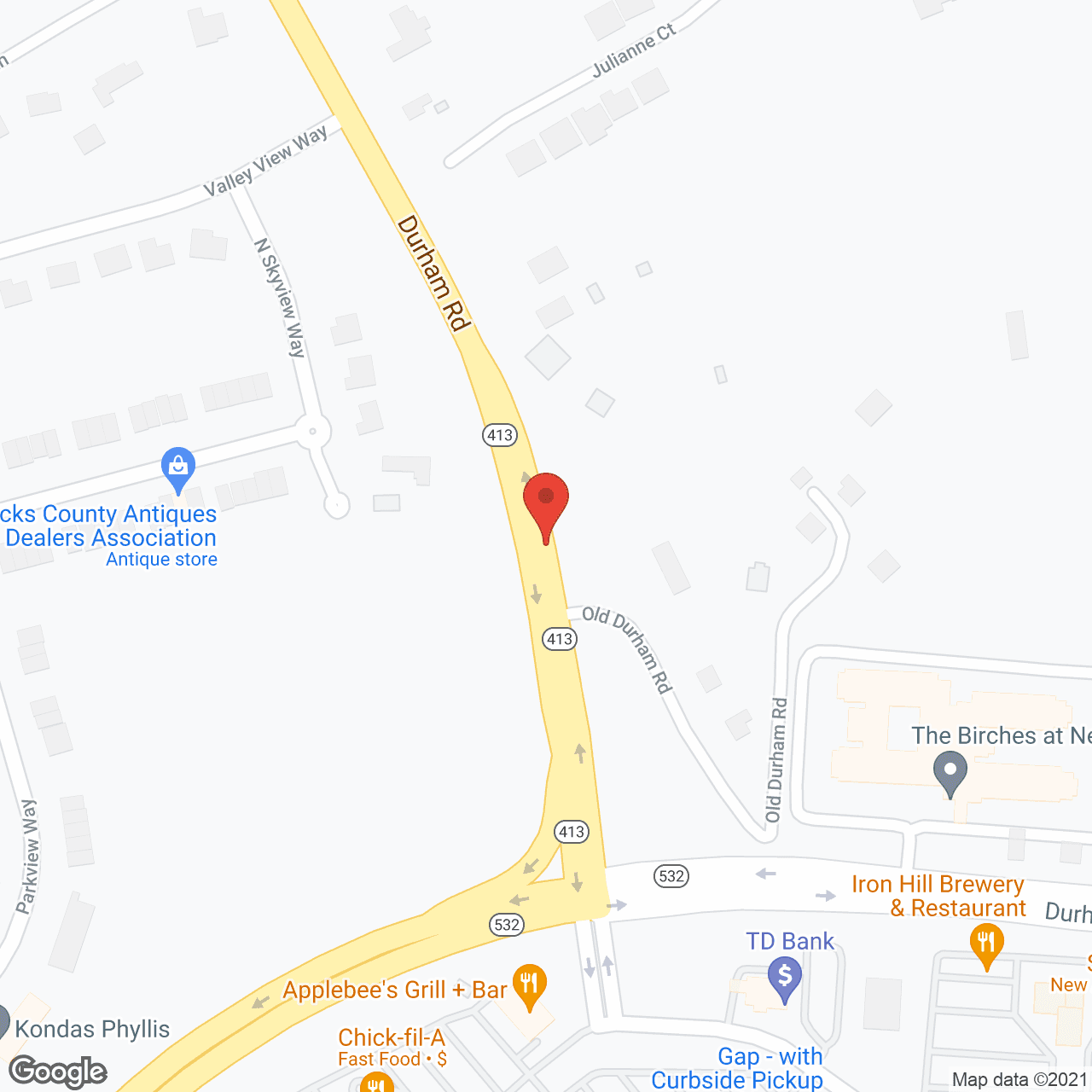 Map of the neighborhood around The Birches at Newtown