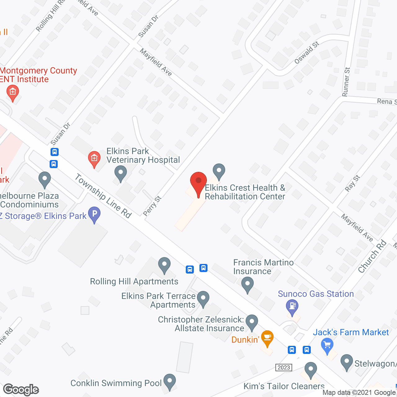 Map of the neighborhood around Elkins Crest Health and Rehab (Do Not Use)
