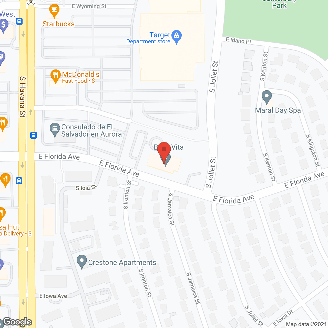Map of the neighborhood around Bella Vita