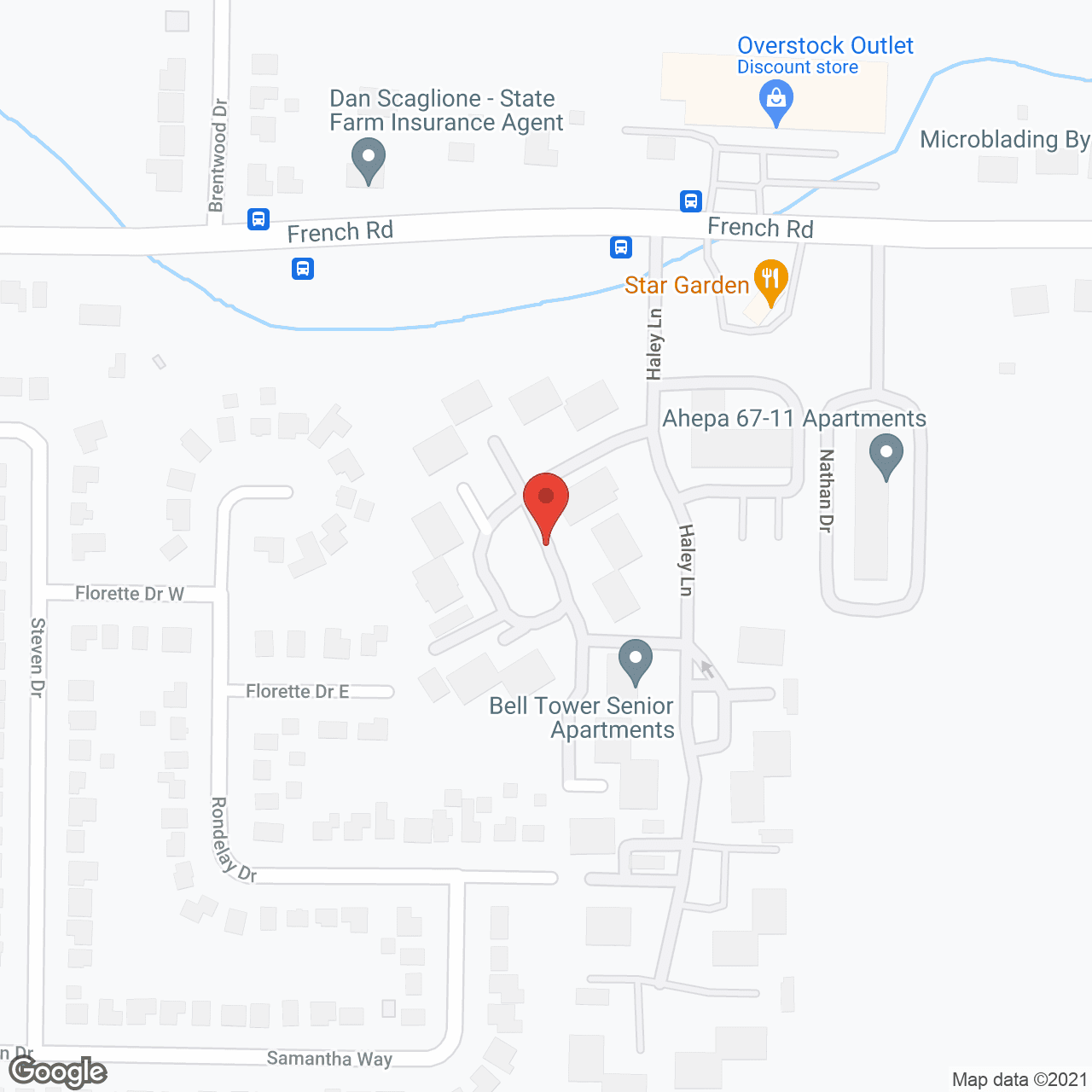 Map of the neighborhood around Bell Tower Apartments