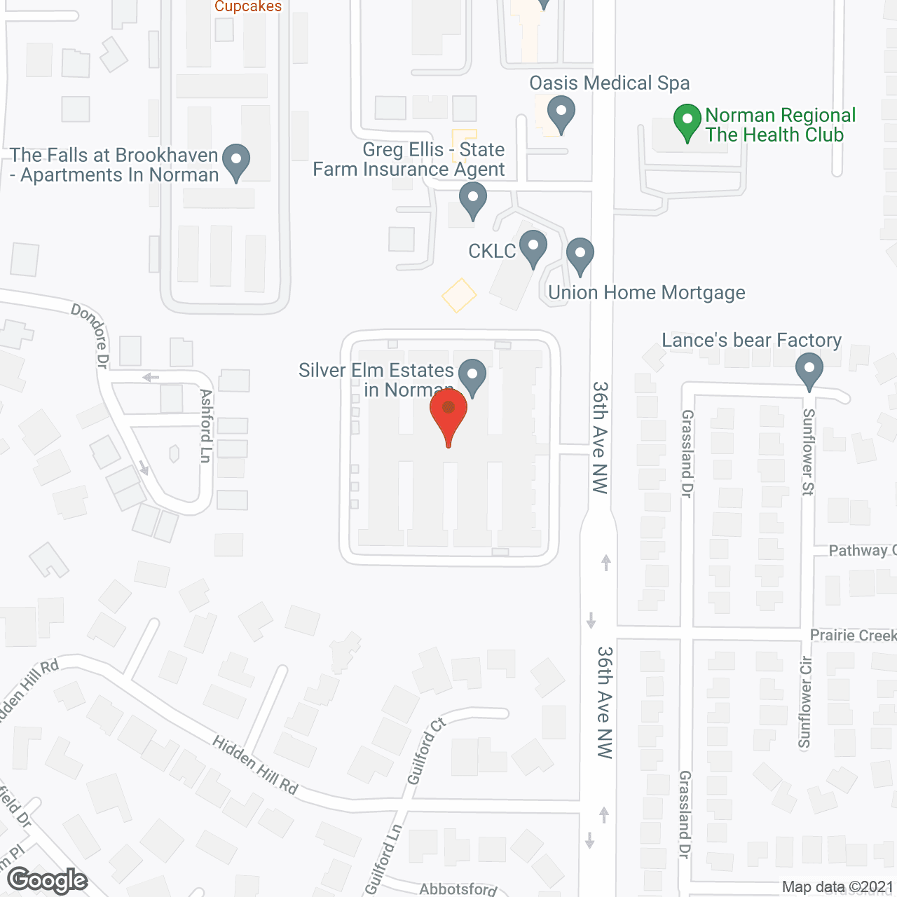 Map of the neighborhood around Silver Elm Estates Norman