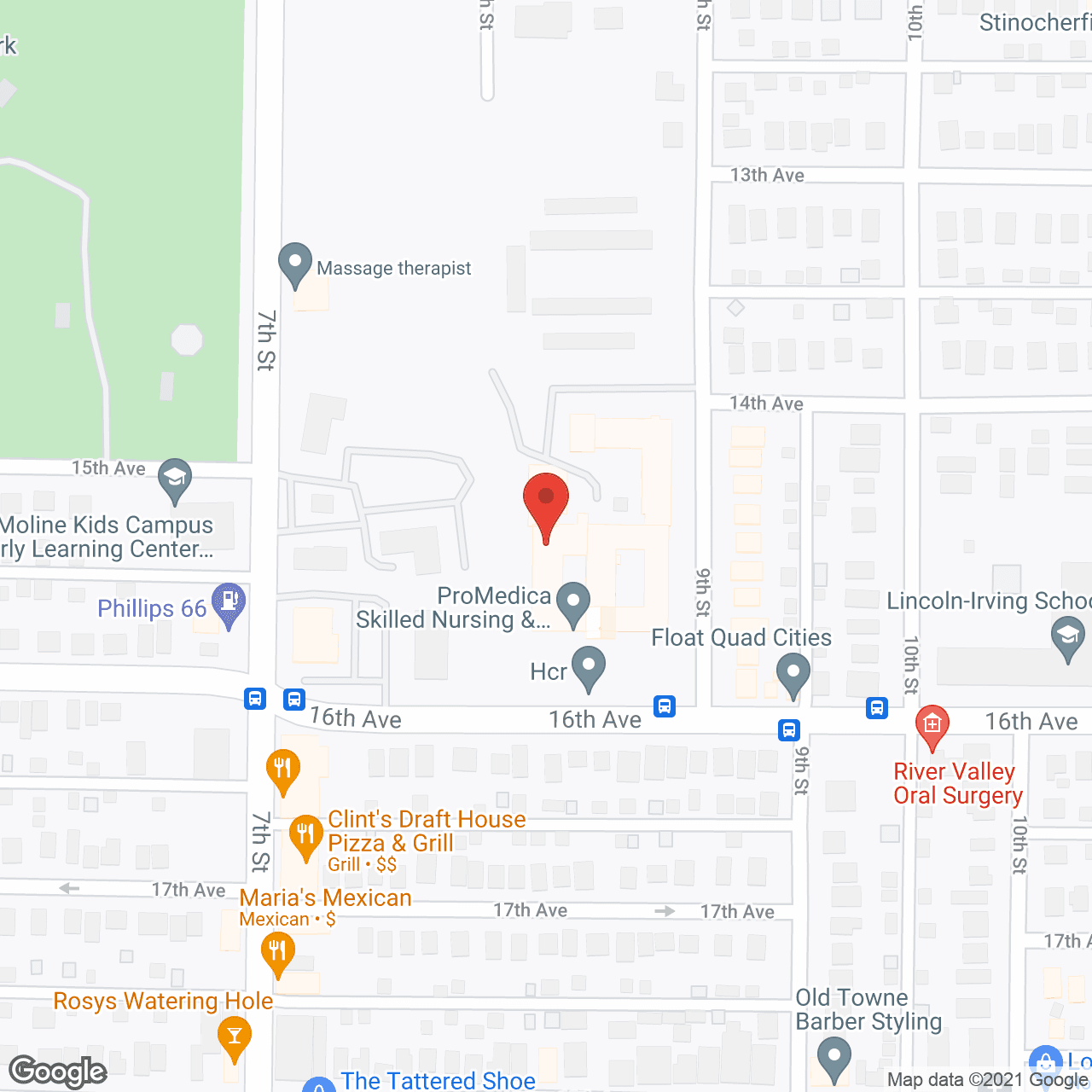 Map of the neighborhood around Heartland Health Care Center Moline