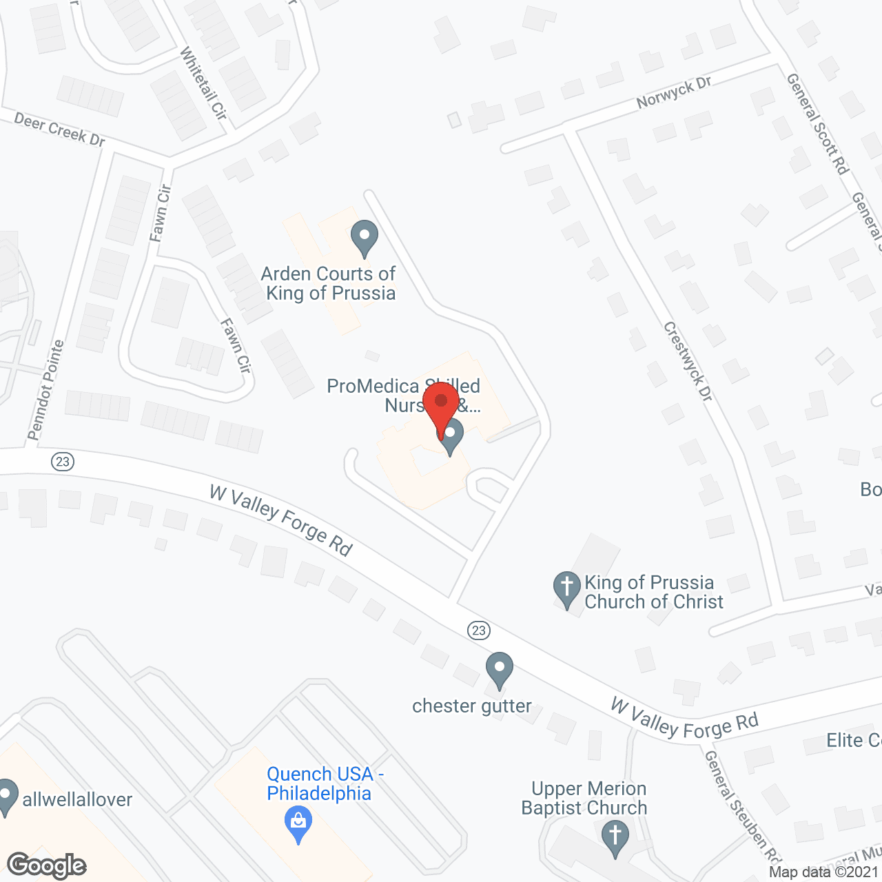 Map of the neighborhood around ProMedica King of Prussia