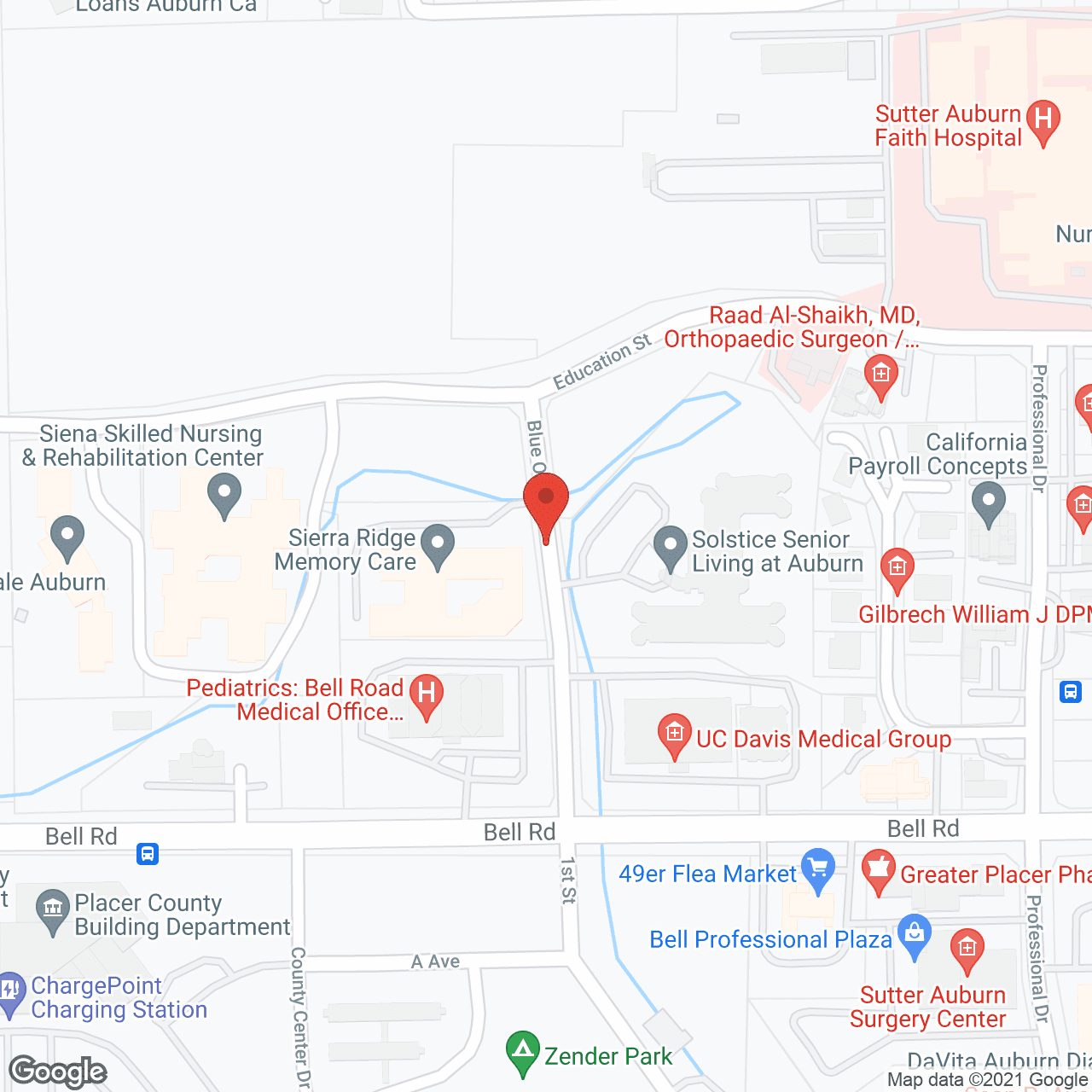 Map of the neighborhood around Sierra Ridge Memory Care
