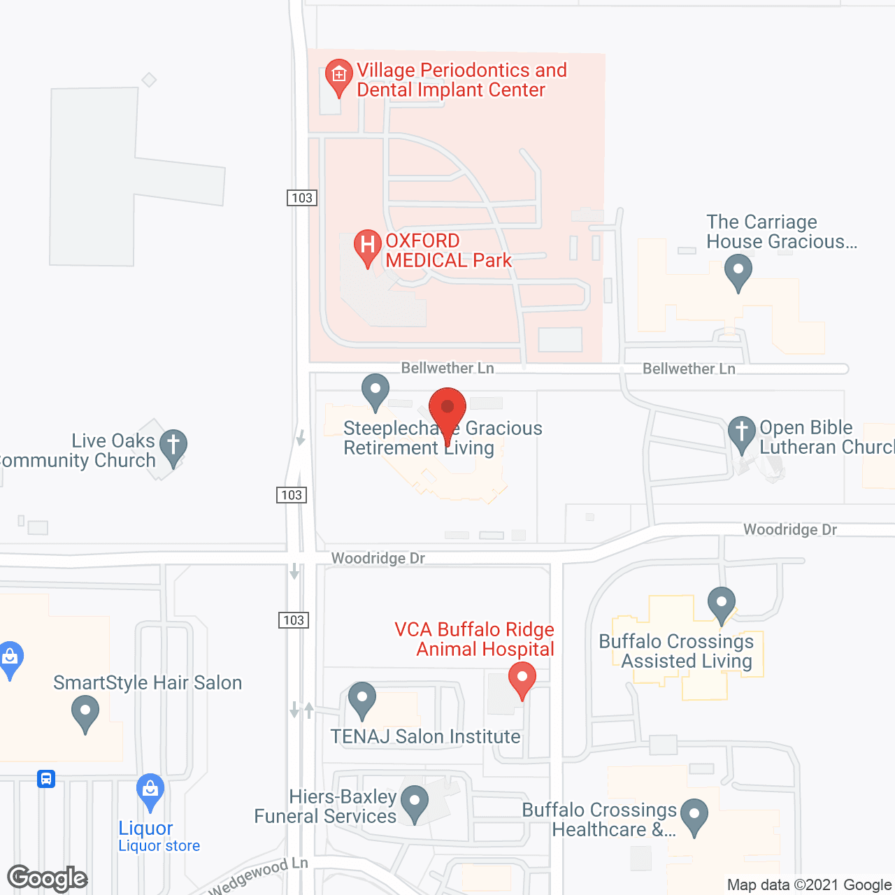 Map of the neighborhood around The Carriage House
