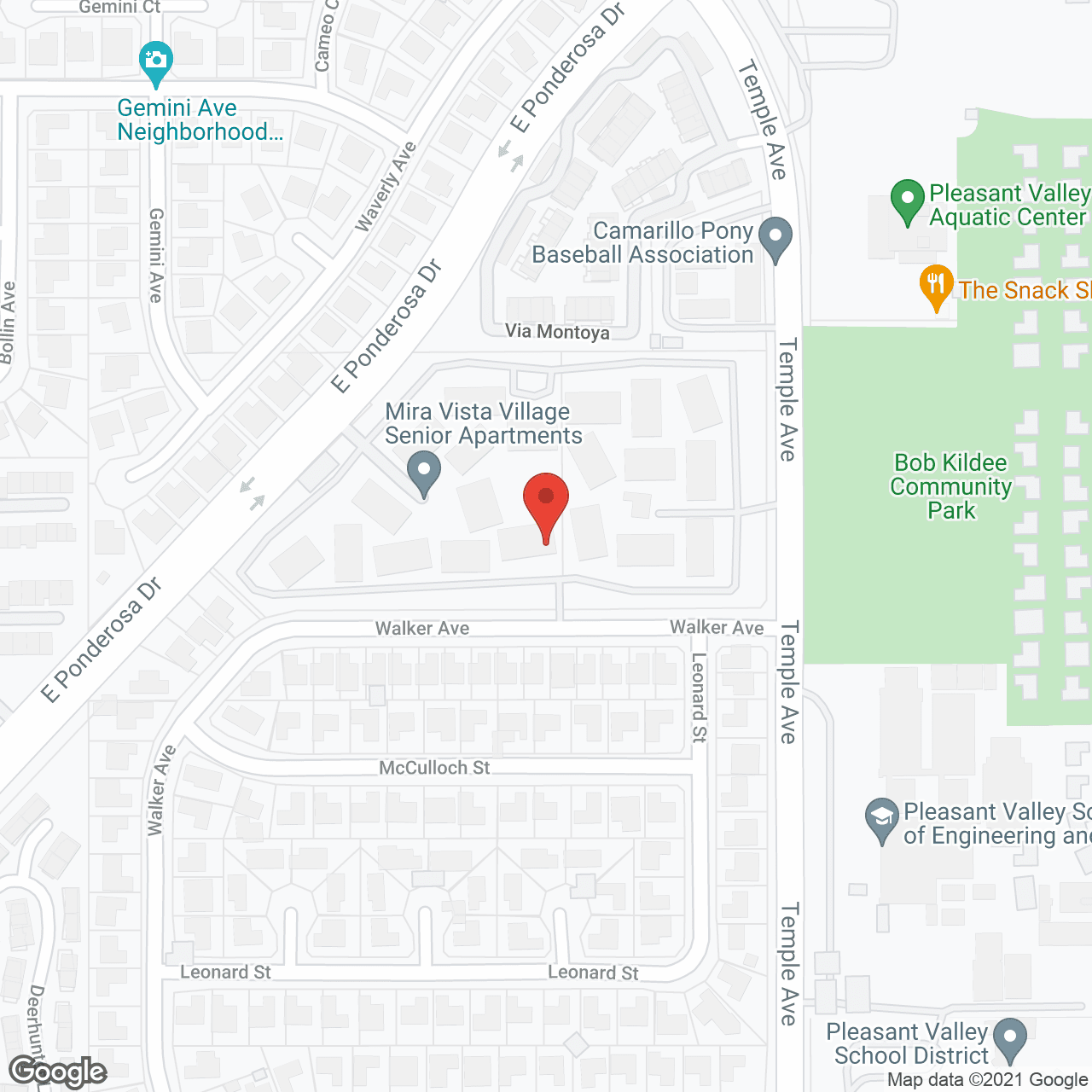 Map of the neighborhood around Mira Vista