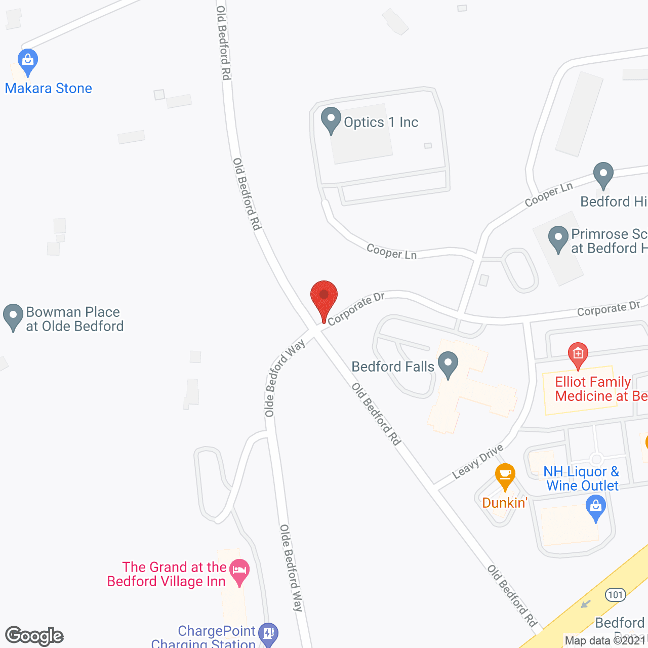 Map of the neighborhood around Benchmark at Bedford Falls