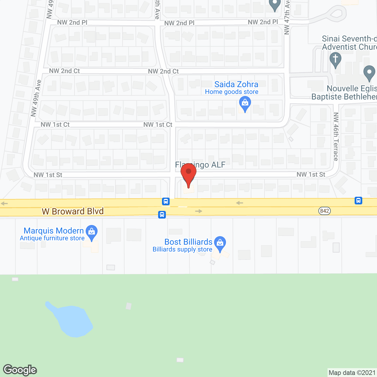 Map of the neighborhood around Flamingo Assisted Living