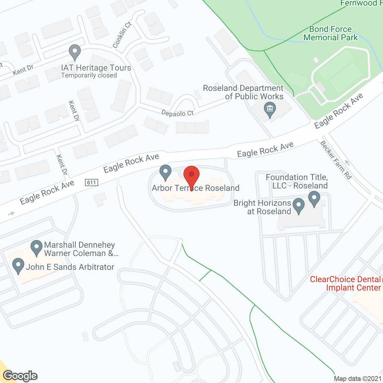 Map of the neighborhood around Arbor Terrace Roseland