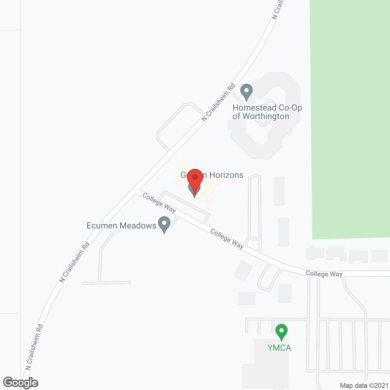 Map of the neighborhood around Golden Horizons of Worthington