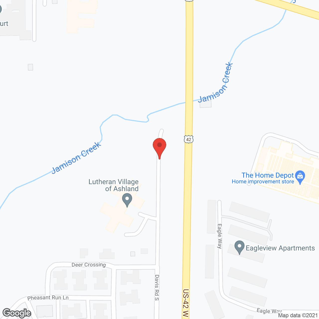 Map of the neighborhood around Lutheran Village of Ashland