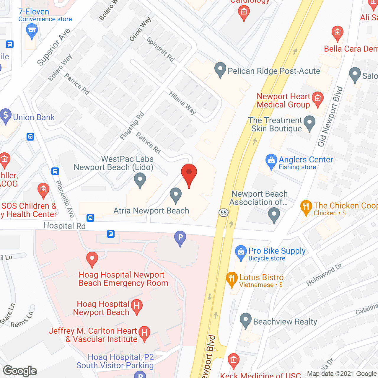 Map of the neighborhood around Atria Newport Beach