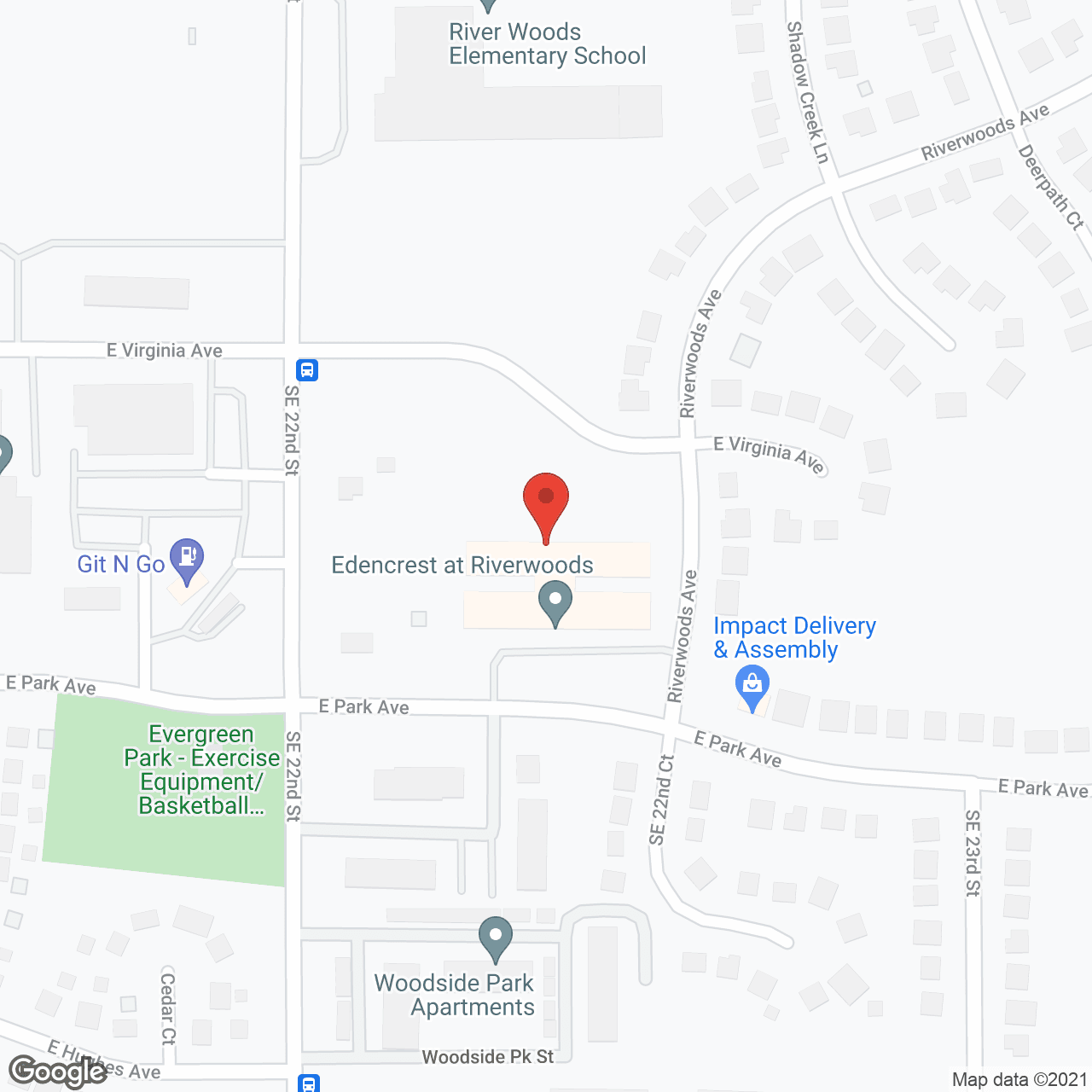 Map of the neighborhood around Edencrest at Riverwoods