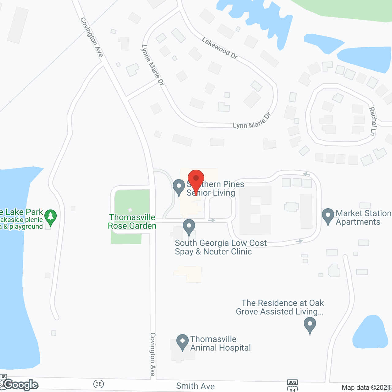 Map of the neighborhood around Southern Pines, A Charter Senior Living Community