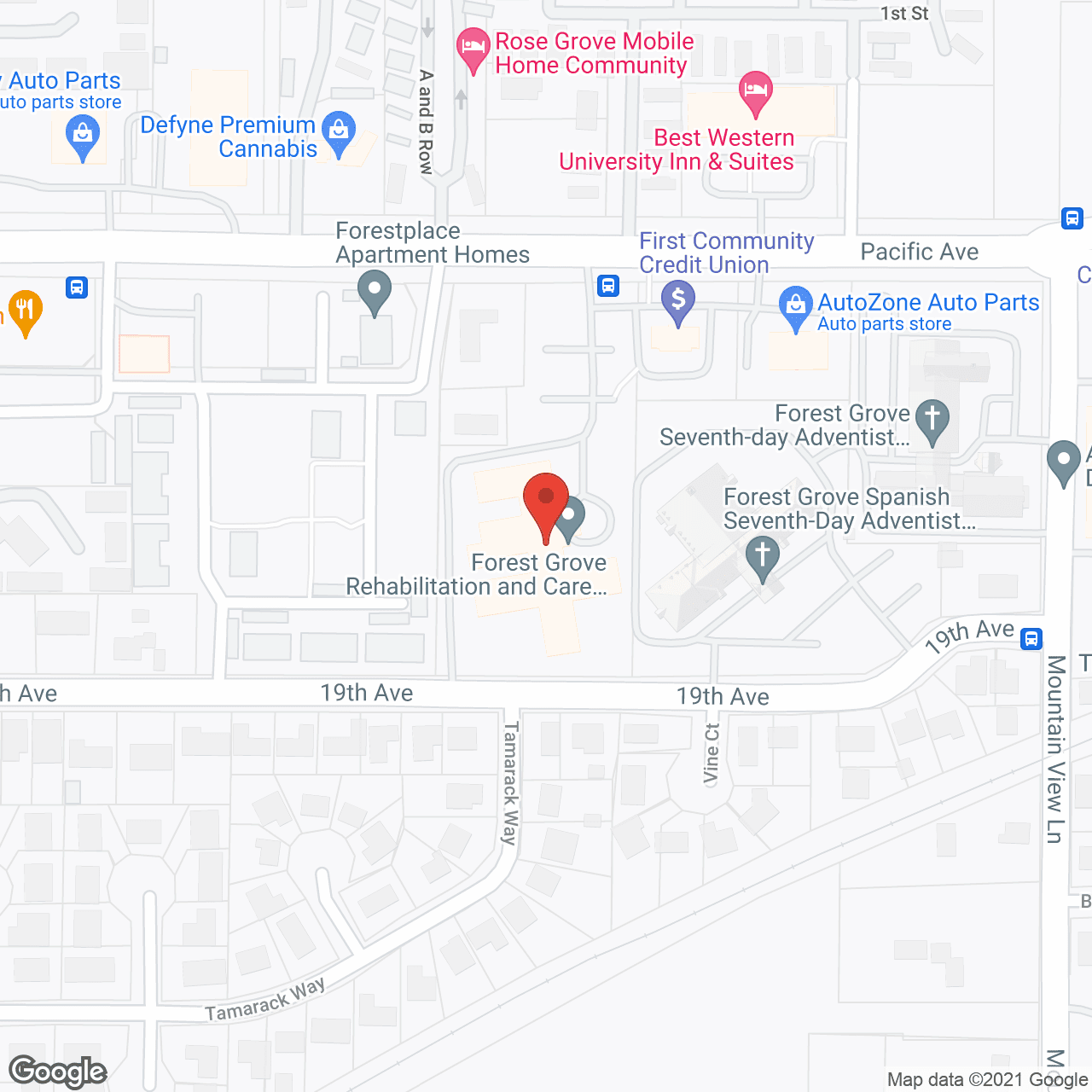 Map of the neighborhood around Prestige Forest Grove Rehabilitation and Care Center