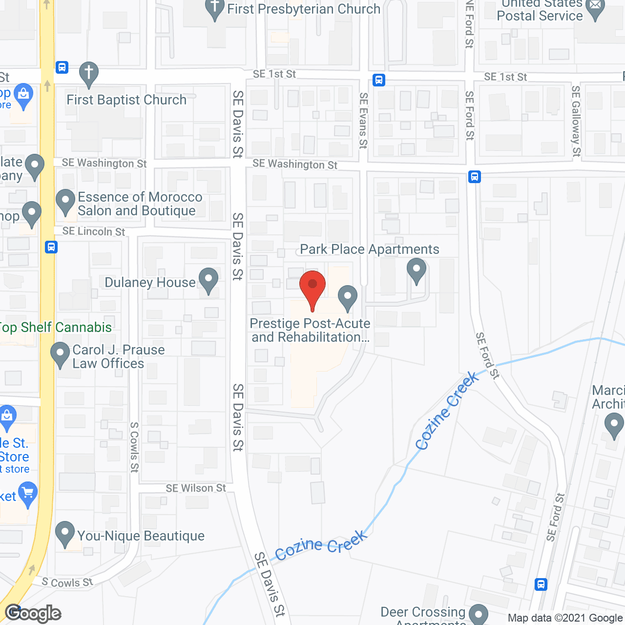 Map of the neighborhood around Prestige Post-Acute and Rehabilitation - McMinnville