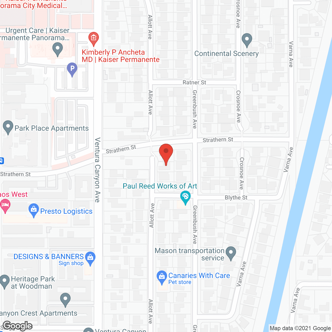 Map of the neighborhood around Valley Crest Home