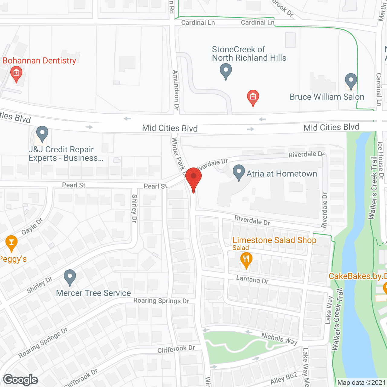 Map of the neighborhood around Atria Hometown