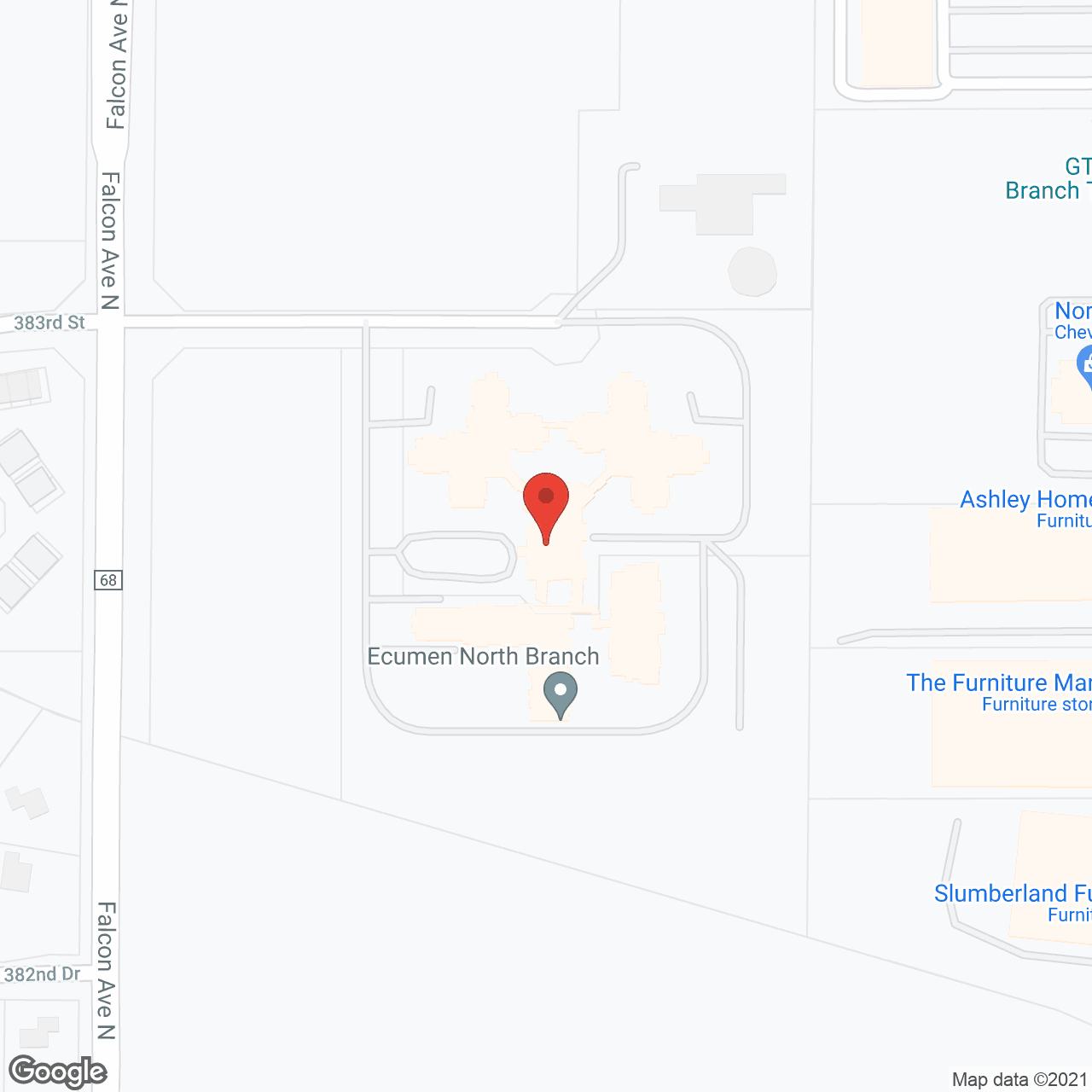 Map of the neighborhood around Ecumen North Branch