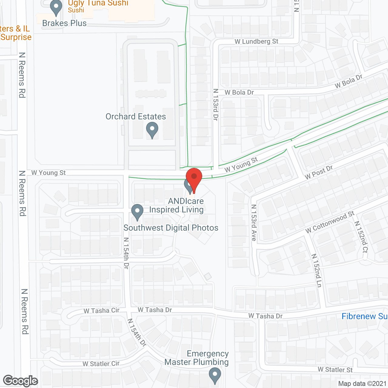 Map of the neighborhood around Brookhaven Assisted Living