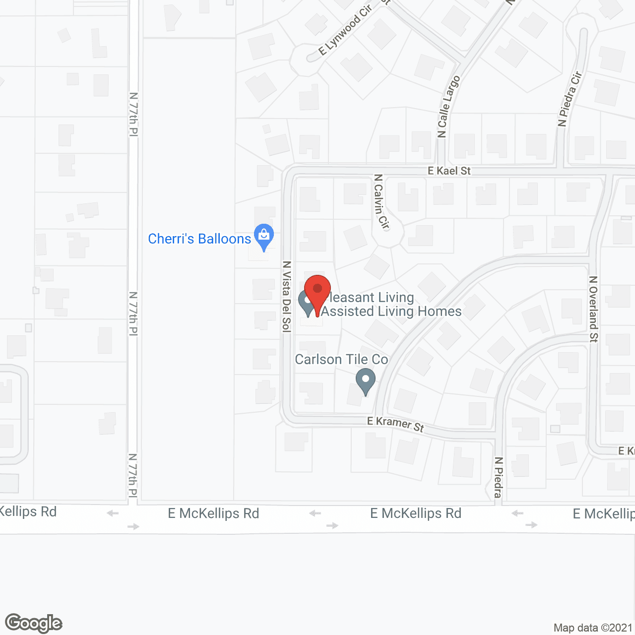 Map of the neighborhood around Pleasant Living - Vista