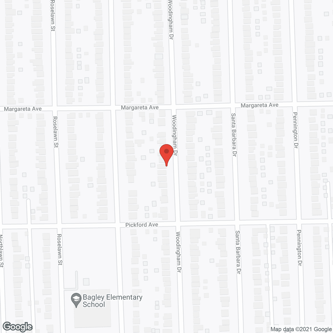 Map of the neighborhood around Woodingham Manor