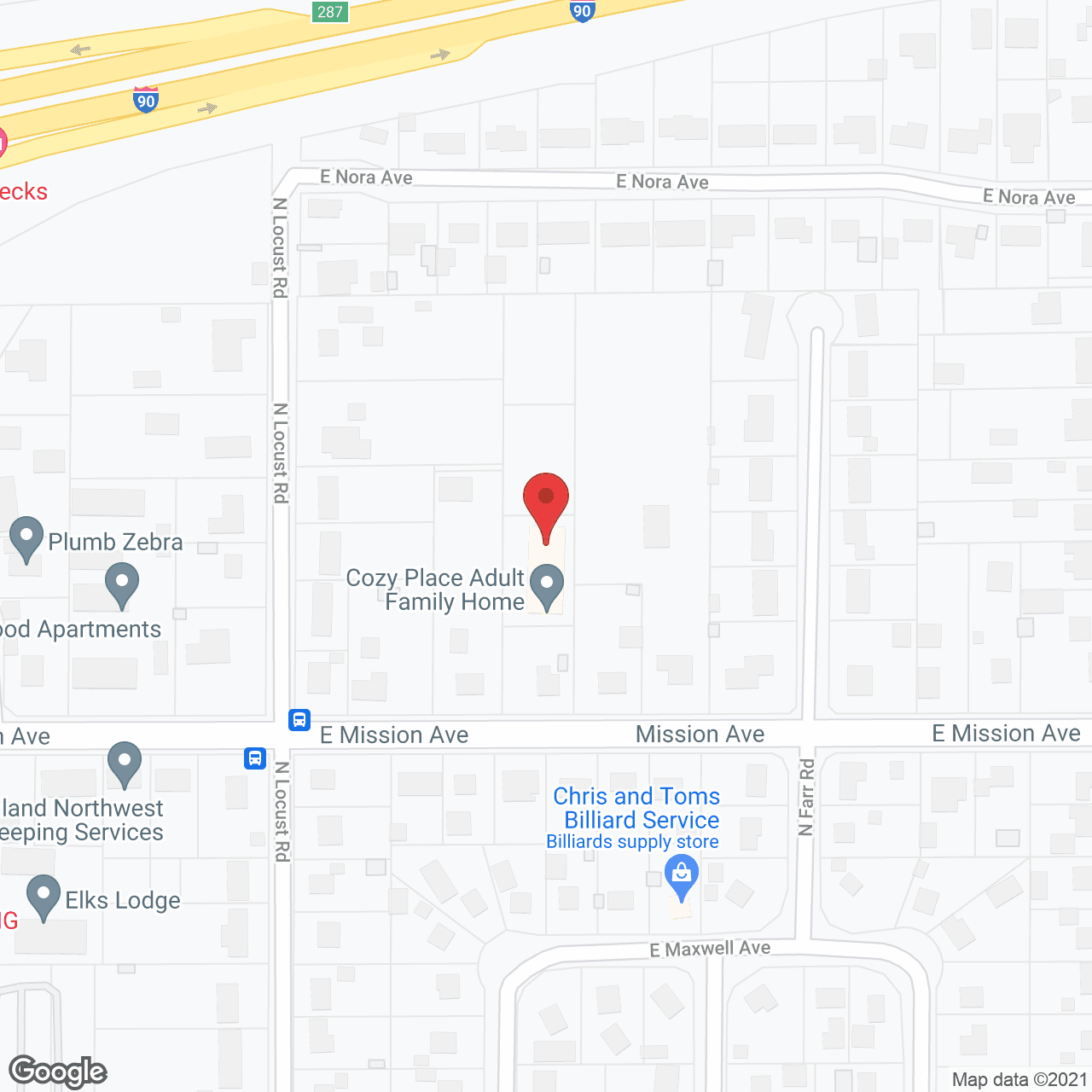 Map of the neighborhood around Cozy Place AFH
