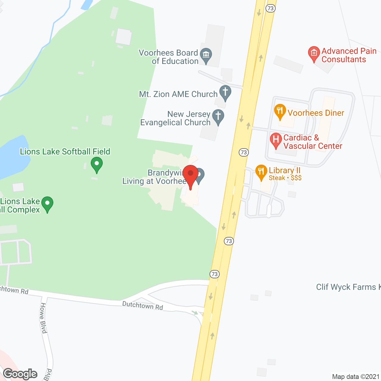 Map of the neighborhood around Brandywine at Voorhees
