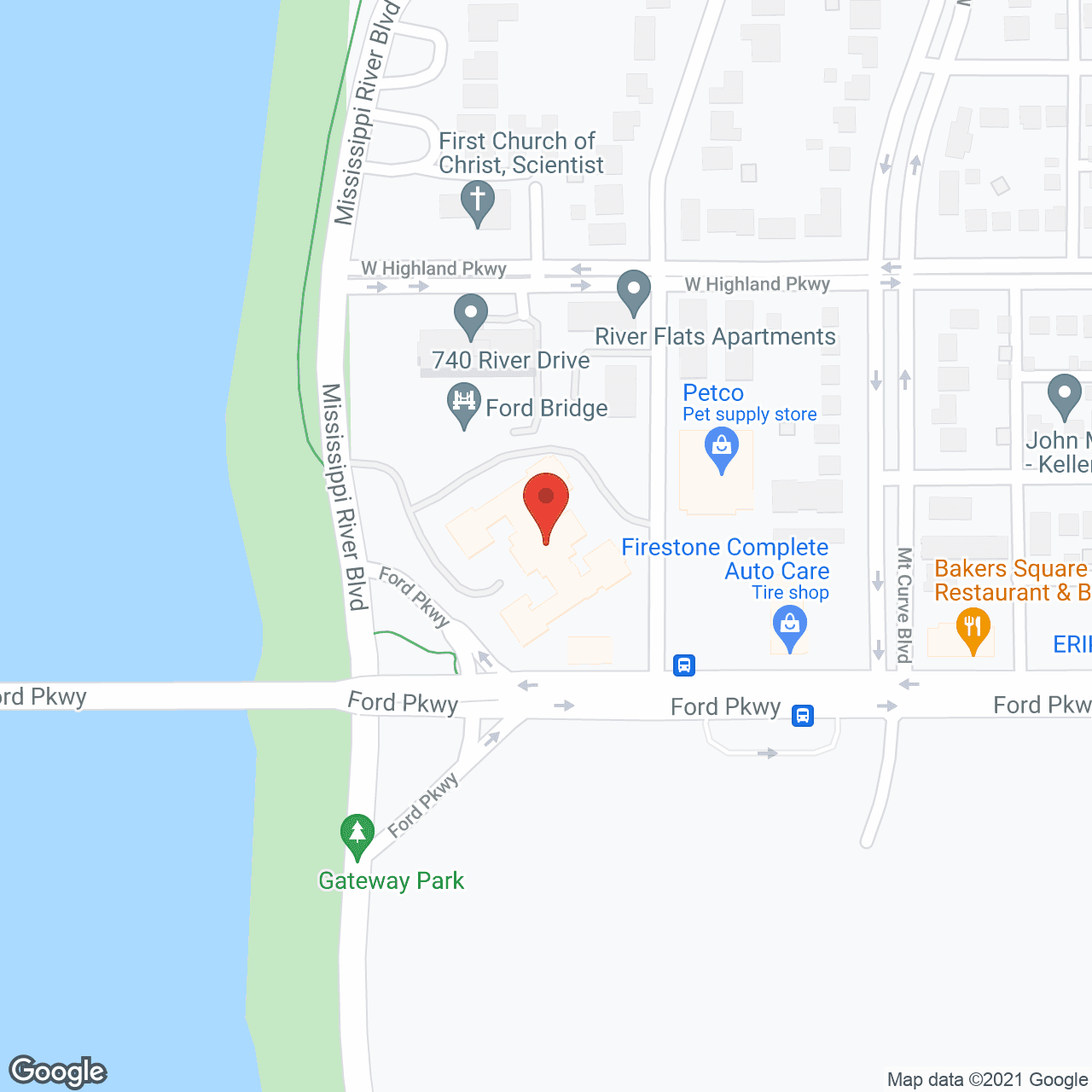 Map of the neighborhood around New Perspective Highland Park