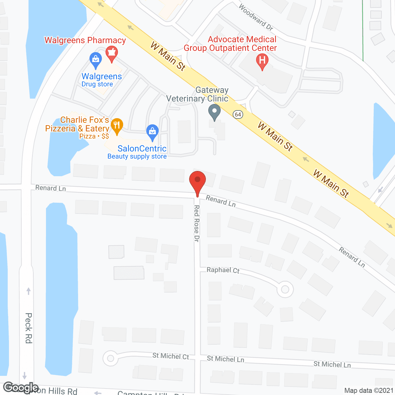 Map of the neighborhood around Autumn Leaves of St. Charles