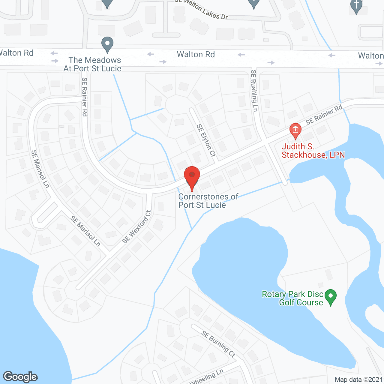 Map of the neighborhood around Rosie's Manor ALF