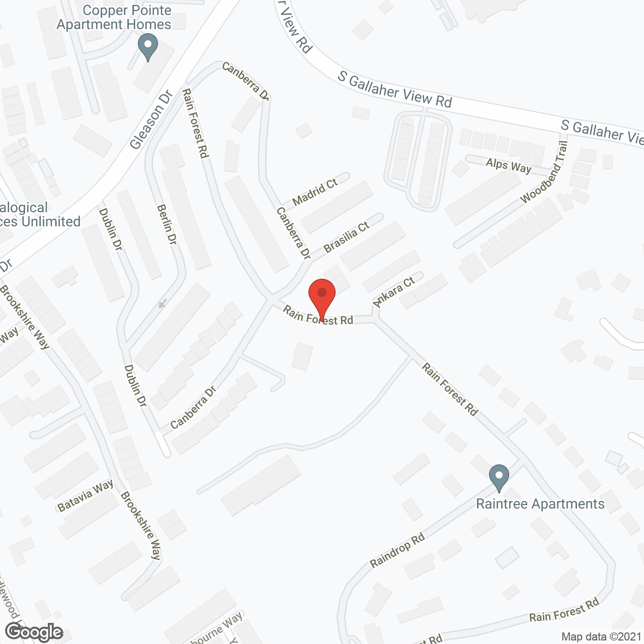 Map of the neighborhood around Rain Forest Landings