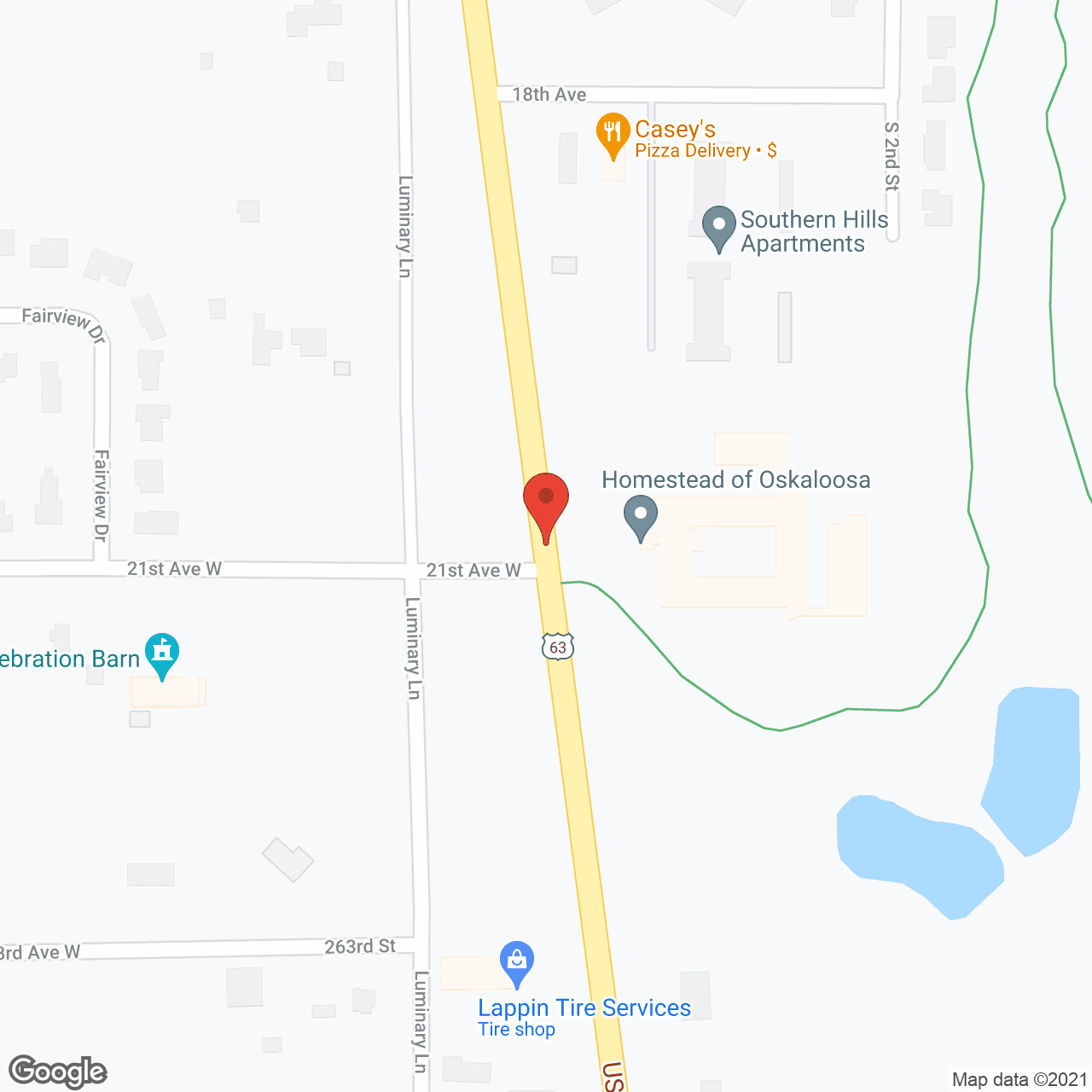 Map of the neighborhood around Homestead of Oskaloosa
