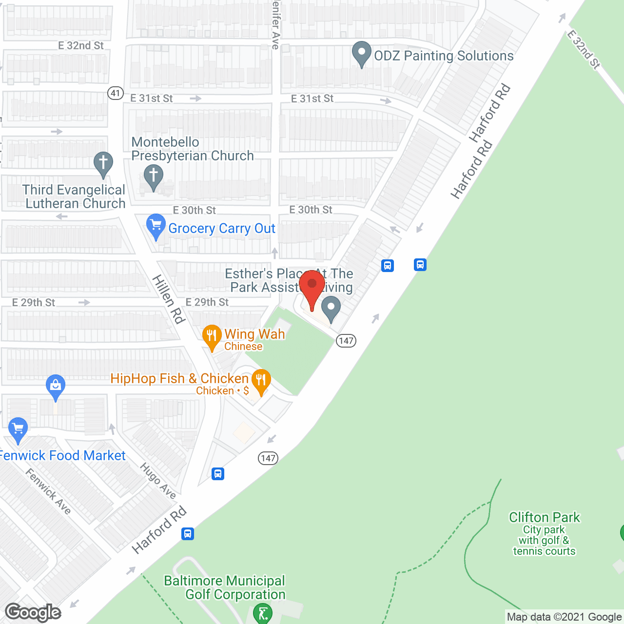 Map of the neighborhood around Integrity Esther's Place at Harford