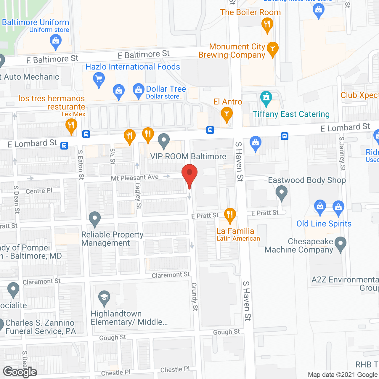 Map of the neighborhood around Highlandtown Plaza