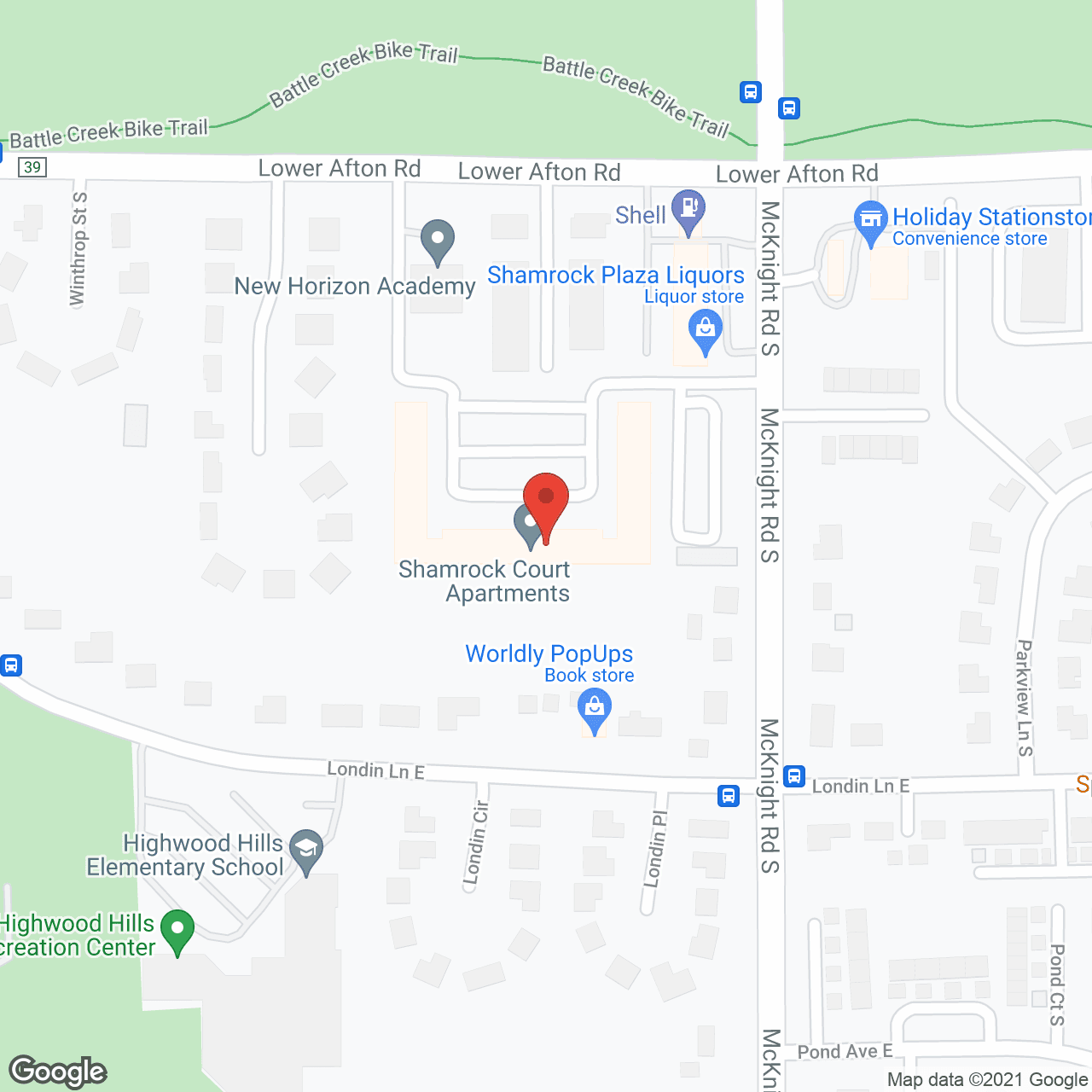 Map of the neighborhood around Shamrock Court