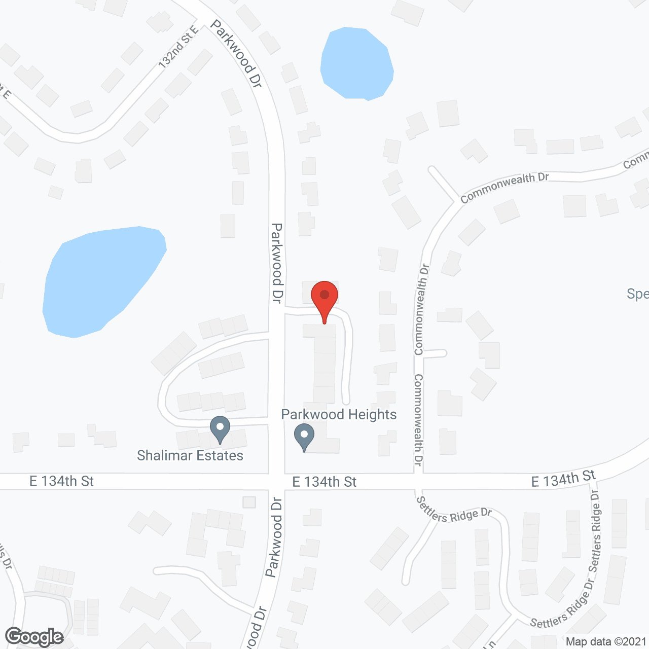 Map of the neighborhood around Parkwood Heights