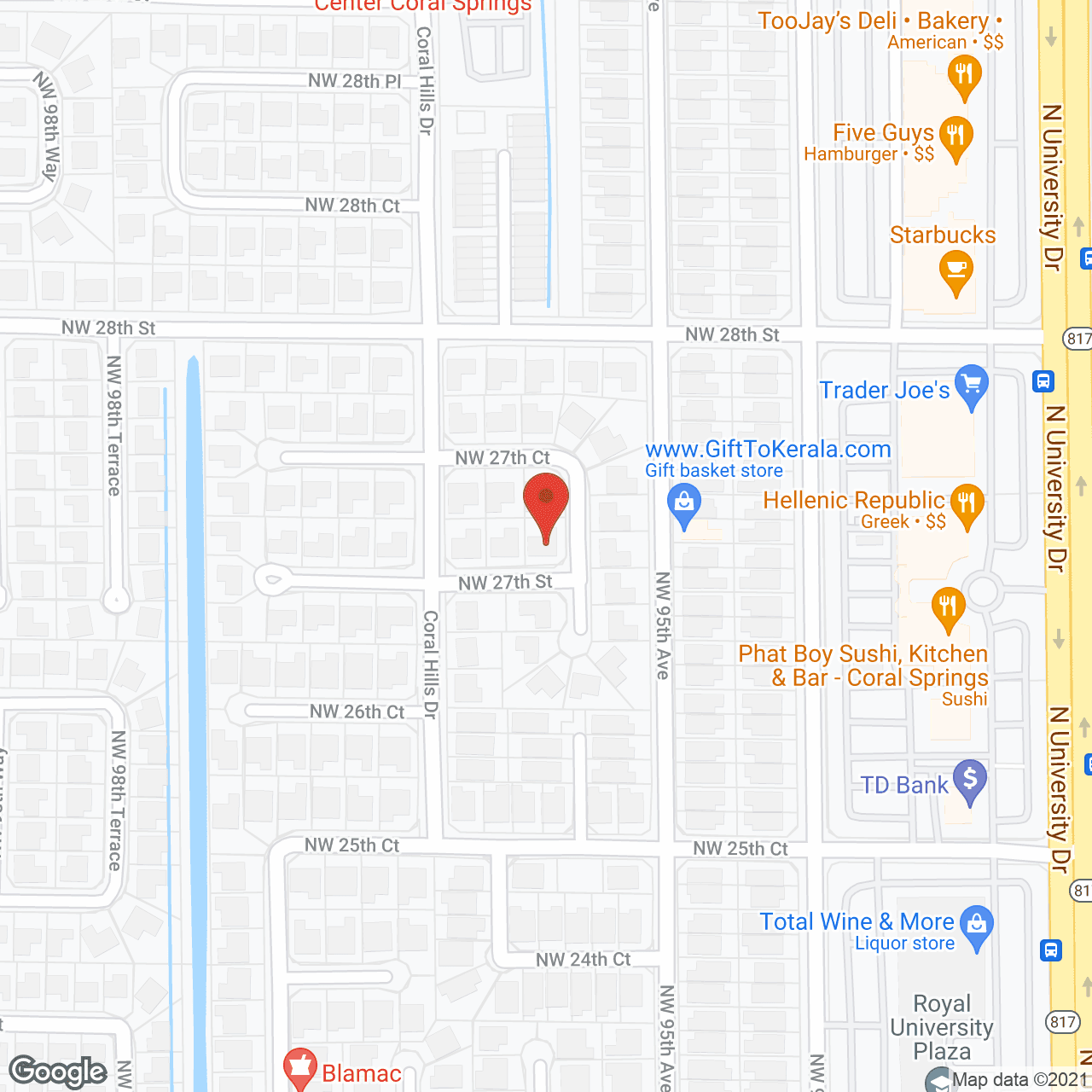 Map of the neighborhood around Bright Horizons of Greenwood