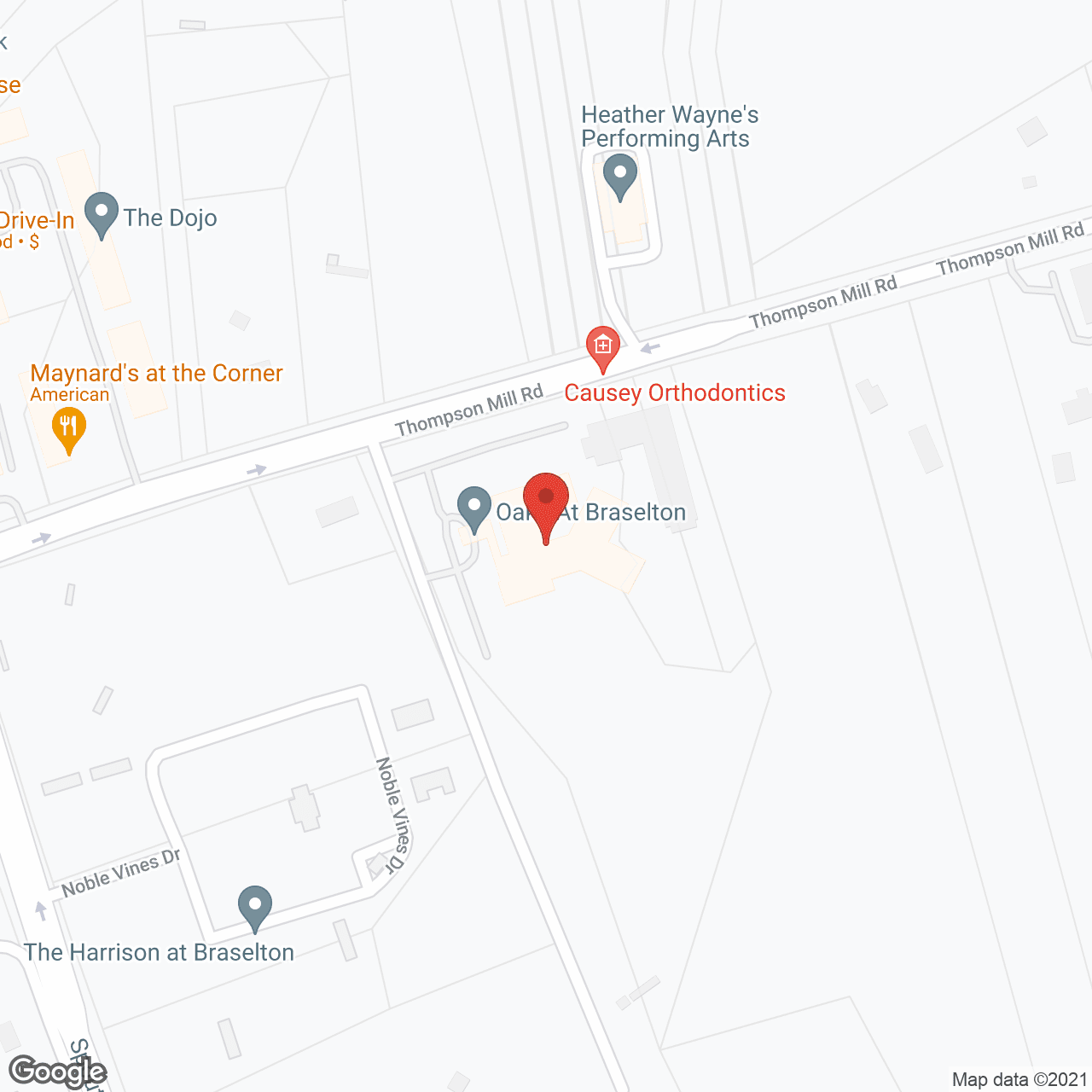 Map of the neighborhood around Oaks at Braselton
