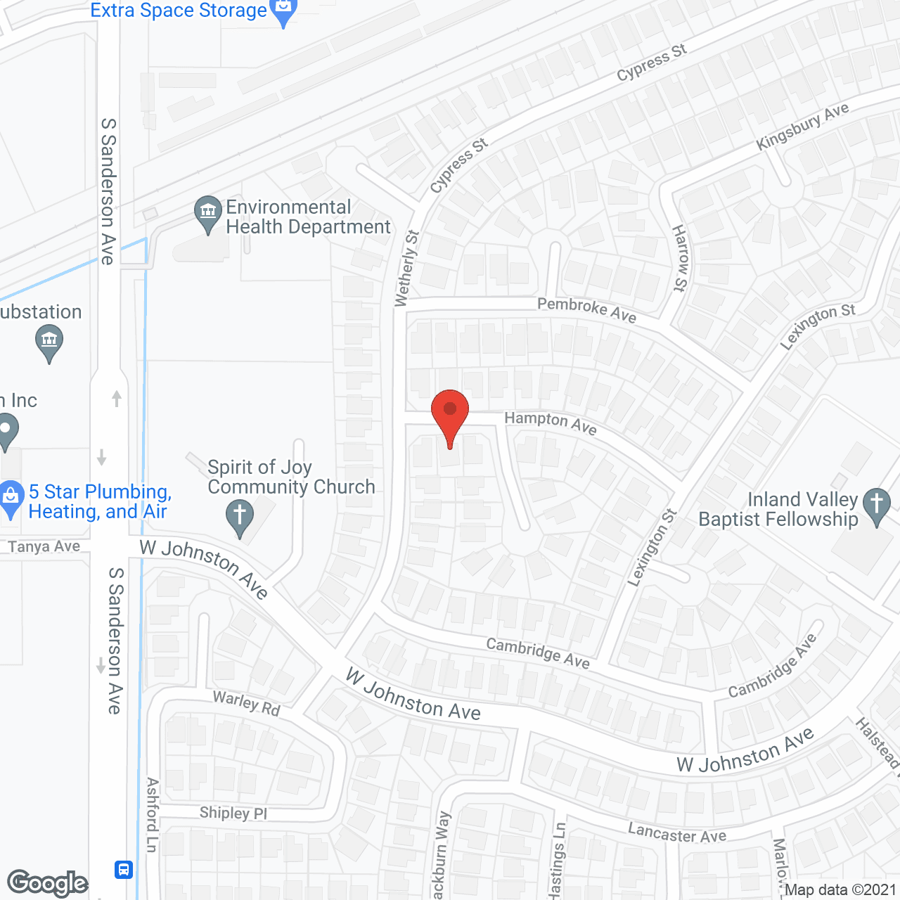 Map of the neighborhood around Hampton Manor Assisted Living