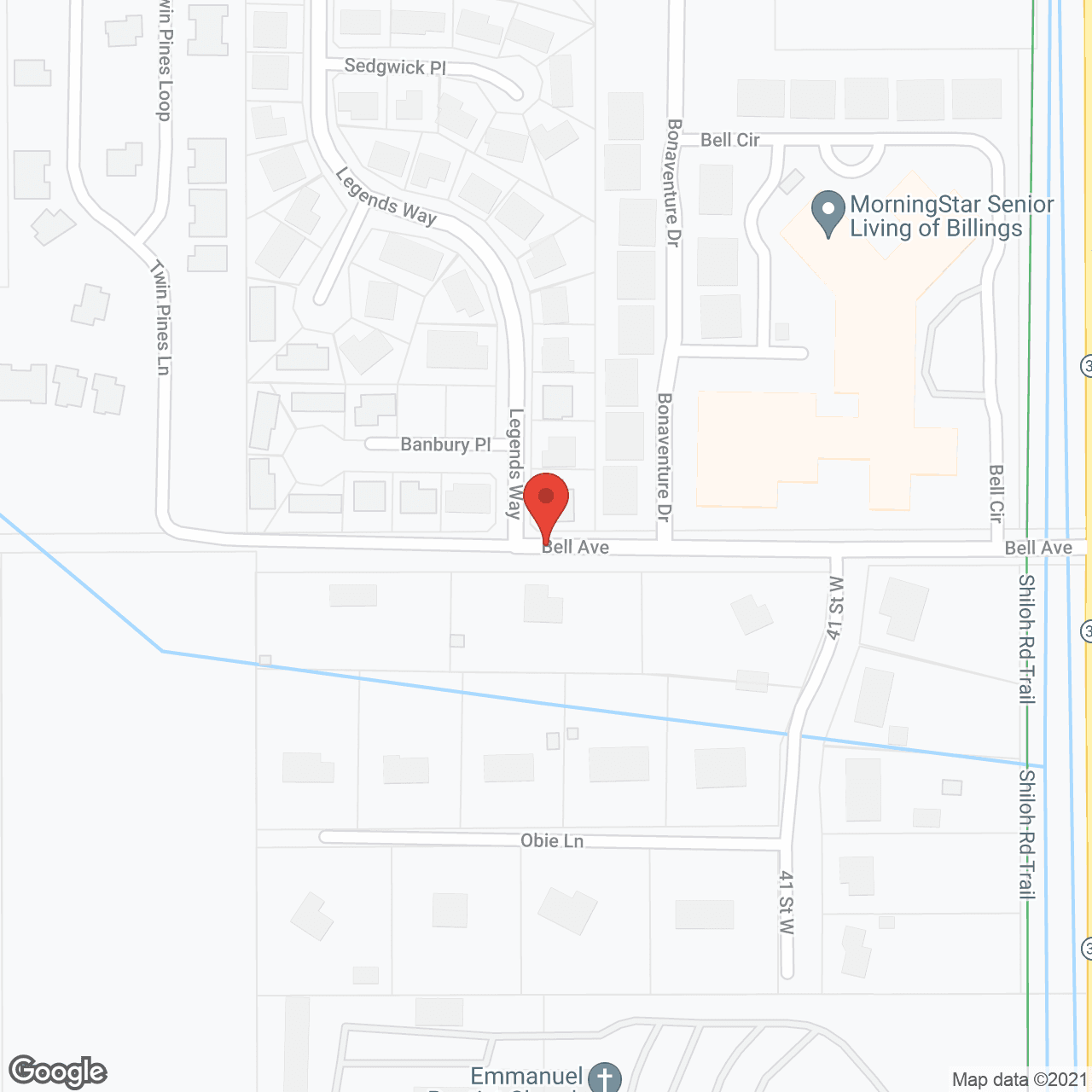 Map of the neighborhood around MorningStar of Billings