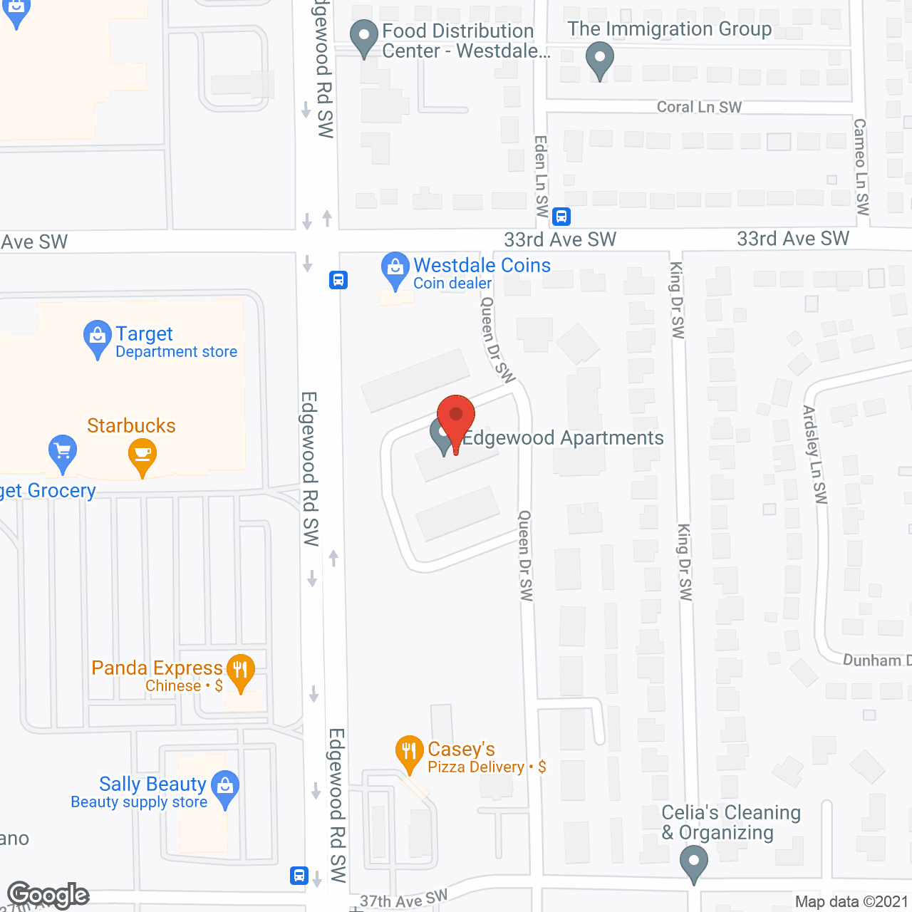 Map of the neighborhood around Edgewood Apartments