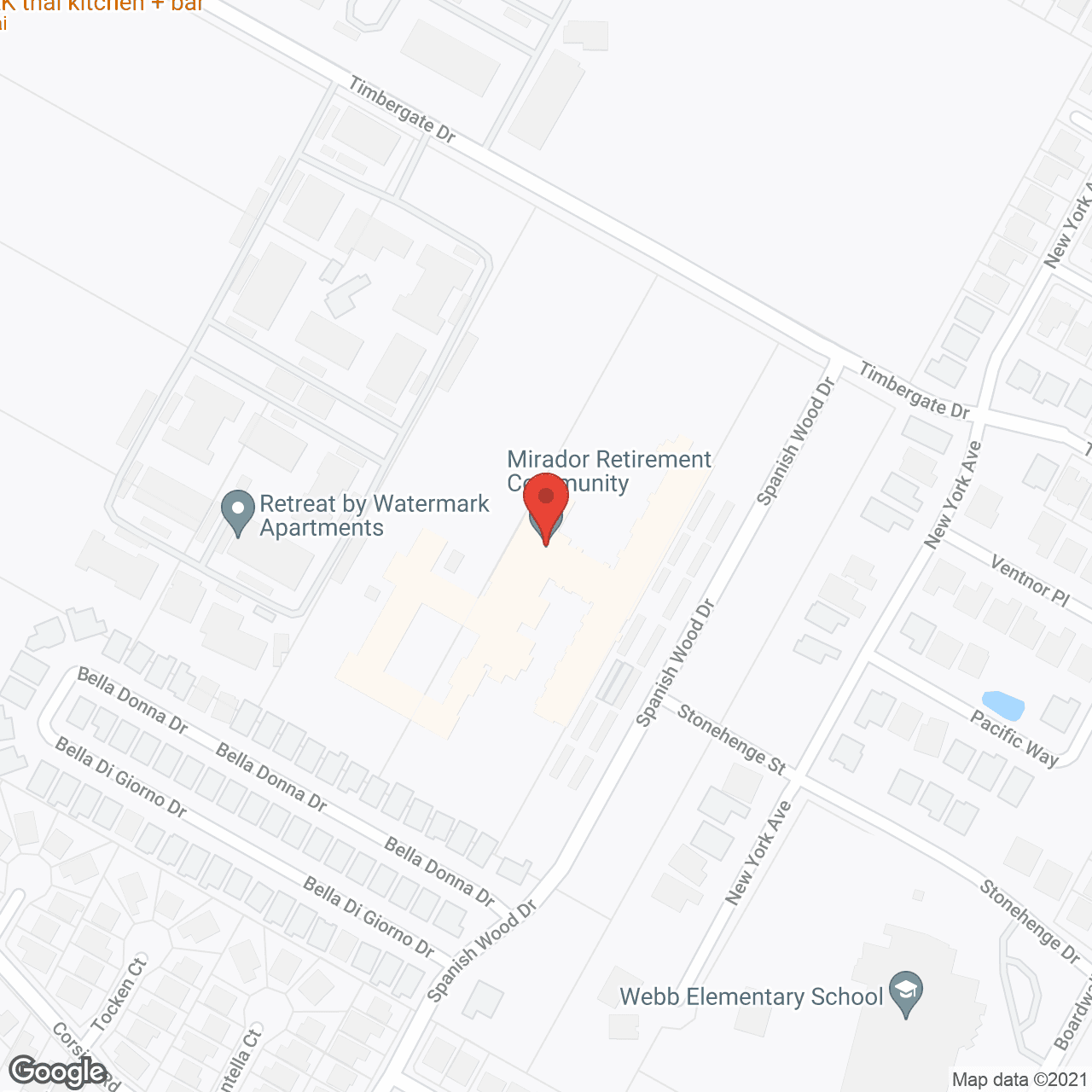 Map of the neighborhood around Mirador a CCRC