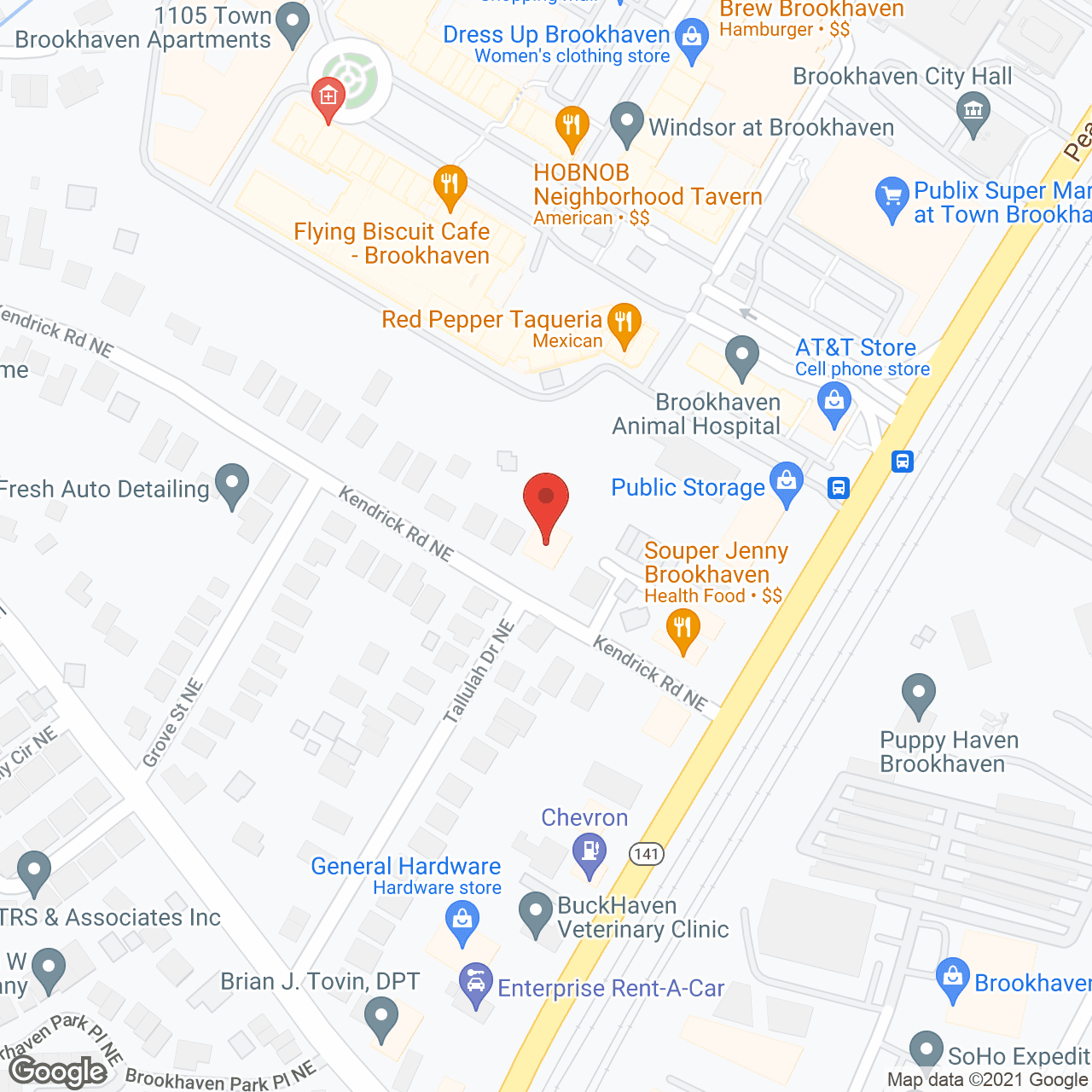 Map of the neighborhood around Safe Haven at Brookhaven